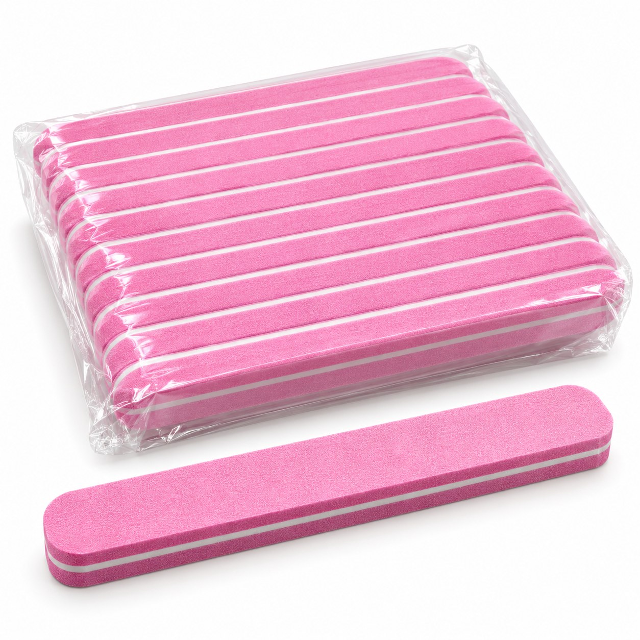 Pink 100/180 Grit Nail Buffer Files — 10 Pack