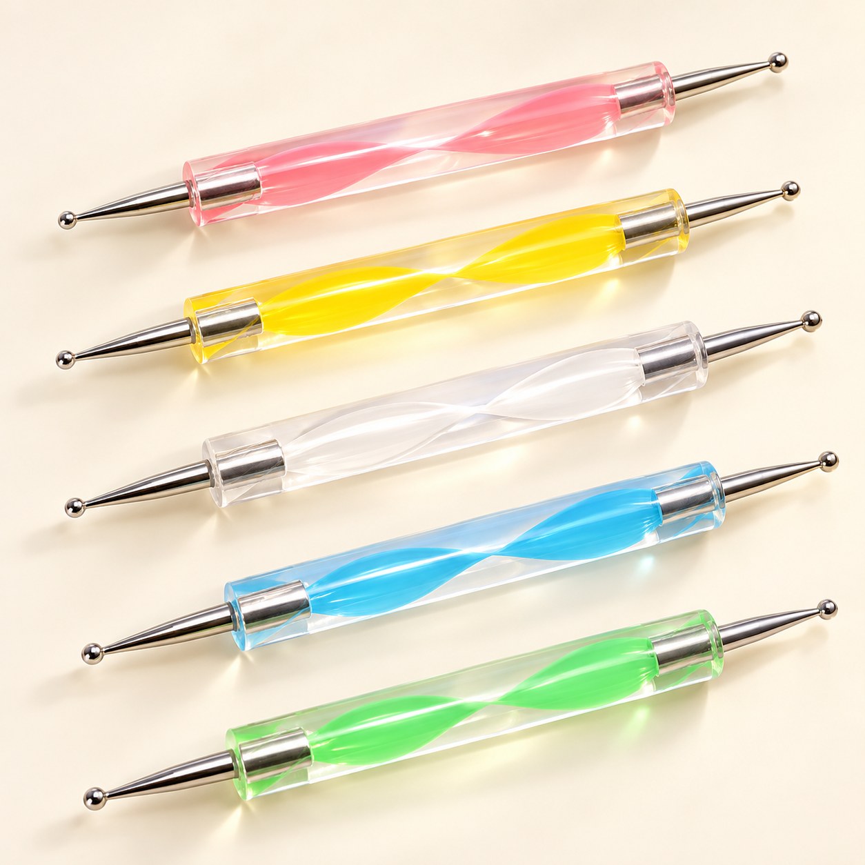 Five-Colour Double-Ended Nail Art Dotting Tools — 5 Pack