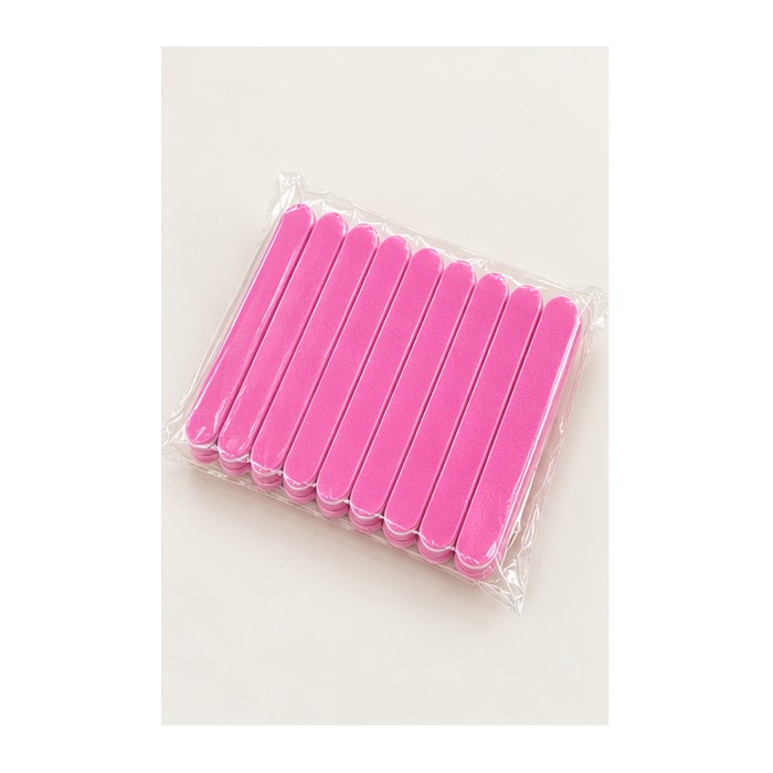 Pink Oval Double-Sided Foam Nail Buffer Files — 10 Pack