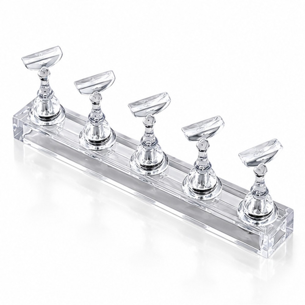Clear Acrylic Nail Tip Practice Stand — 5 Holders and 1 Base