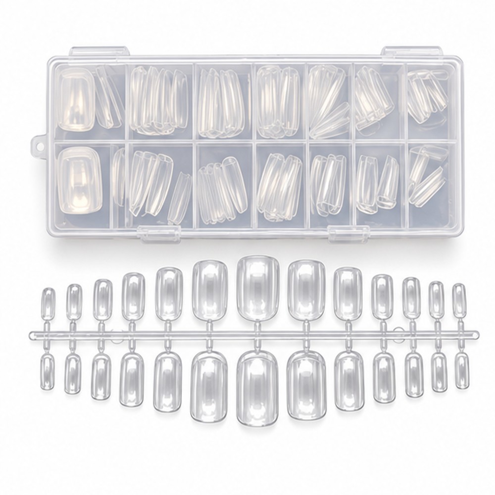 Clear Curved Toe Nail Extension Forms — 150-Piece Box