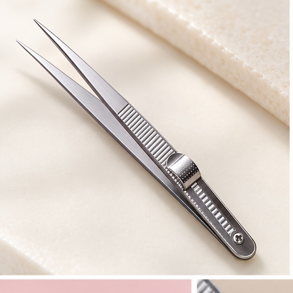 Locking Straight-Tip Nail Art Tweezers — 1 Tool