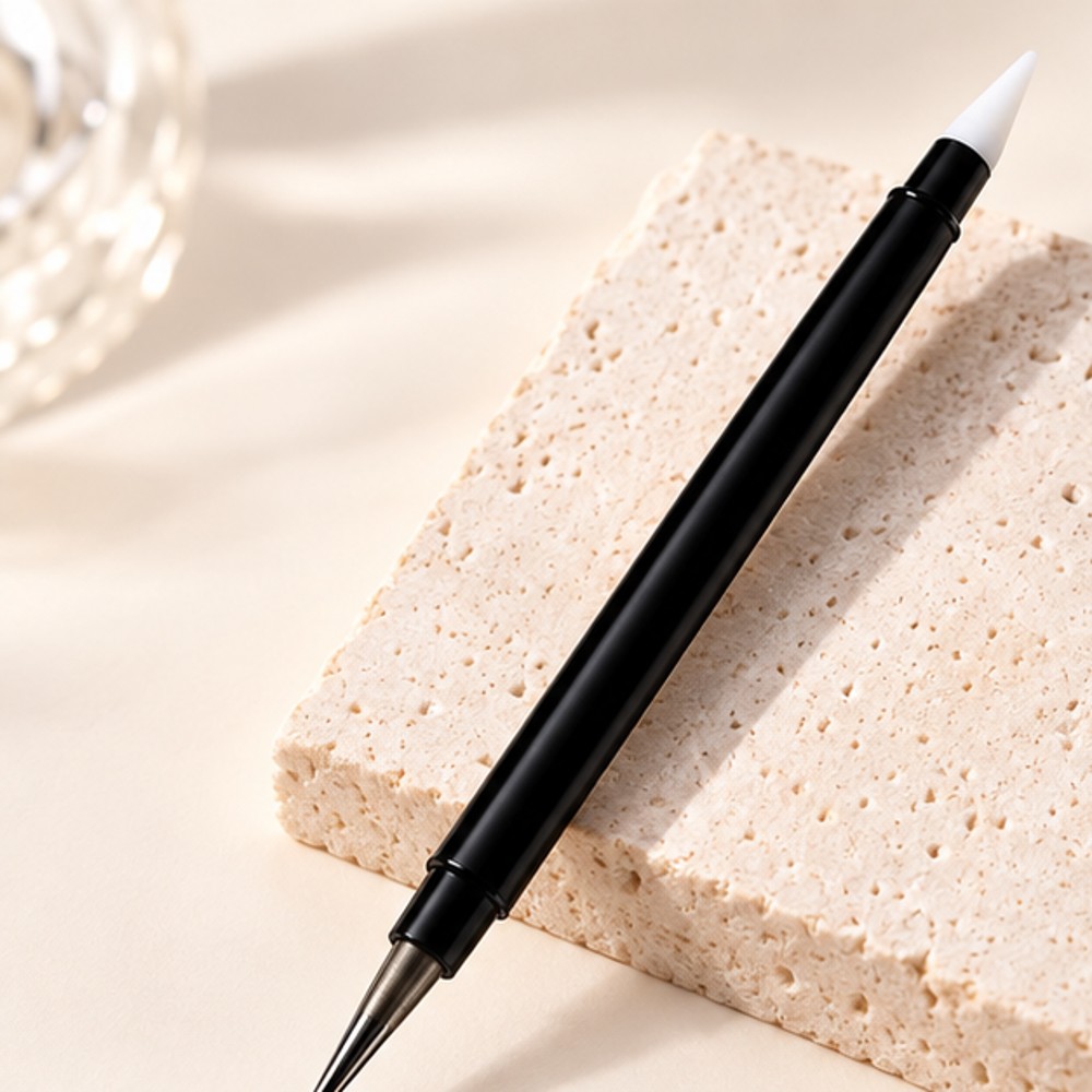 Black Dual-Ended Nail Gem Pickup Pen — 1 Tool