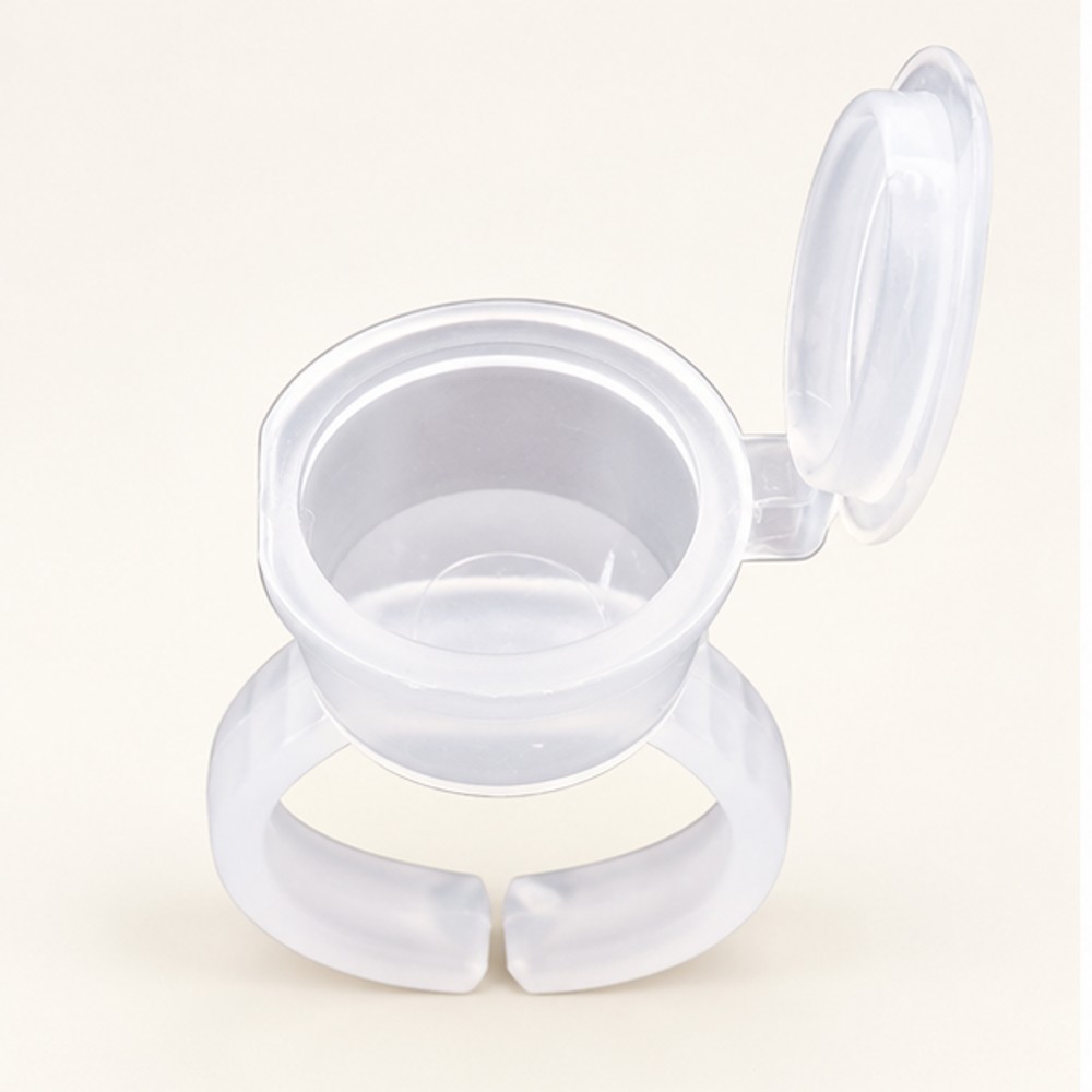 White Flip-Lid Finger Ring Nail Art Cup — 1 Cup