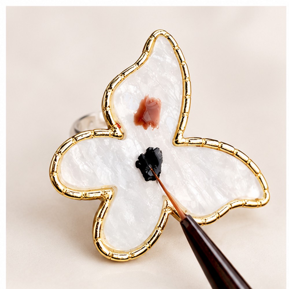 White Butterfly Finger Ring Nail Art Palette — 1 Palette