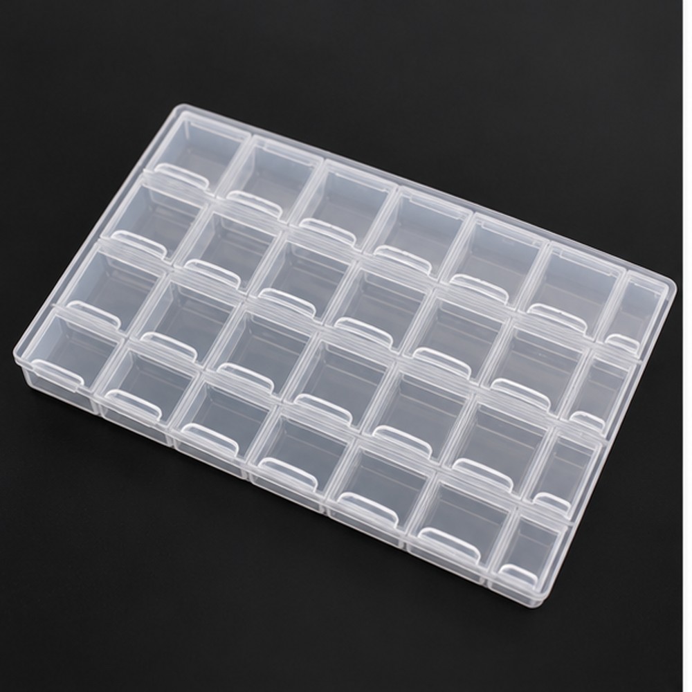 Clear 28-Compartment Nail Gem Storage Box — 1 Box