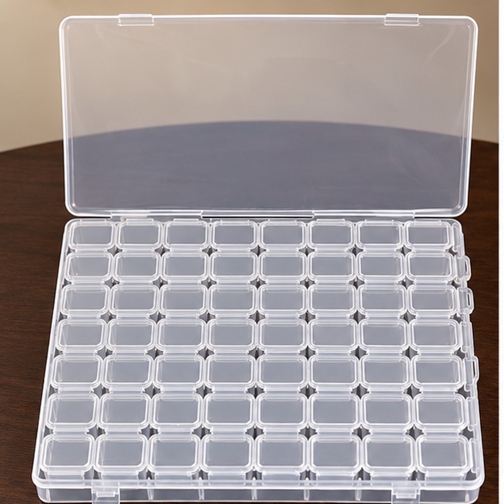 Clear 56-Compartment Nail Charm Storage Box — 1 Box