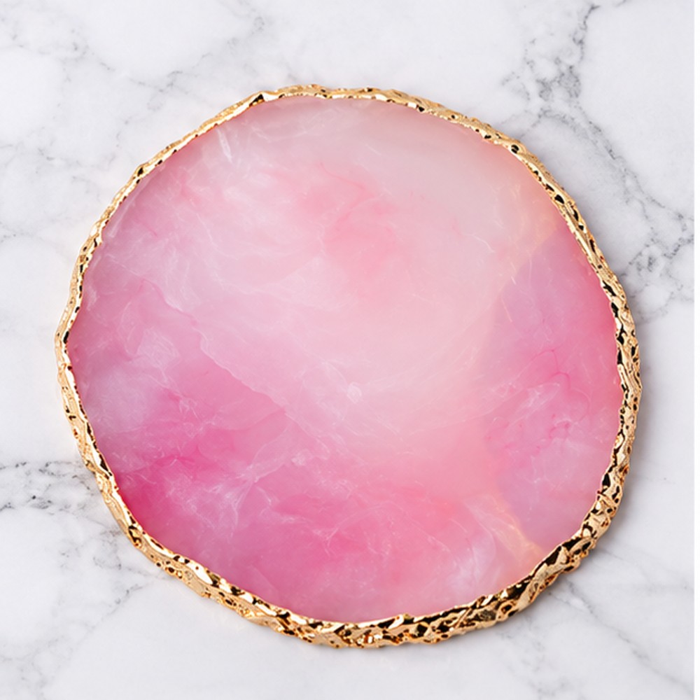 Pink Marble Gold-Edge Nail Art Mixing Palette — 1 Palette