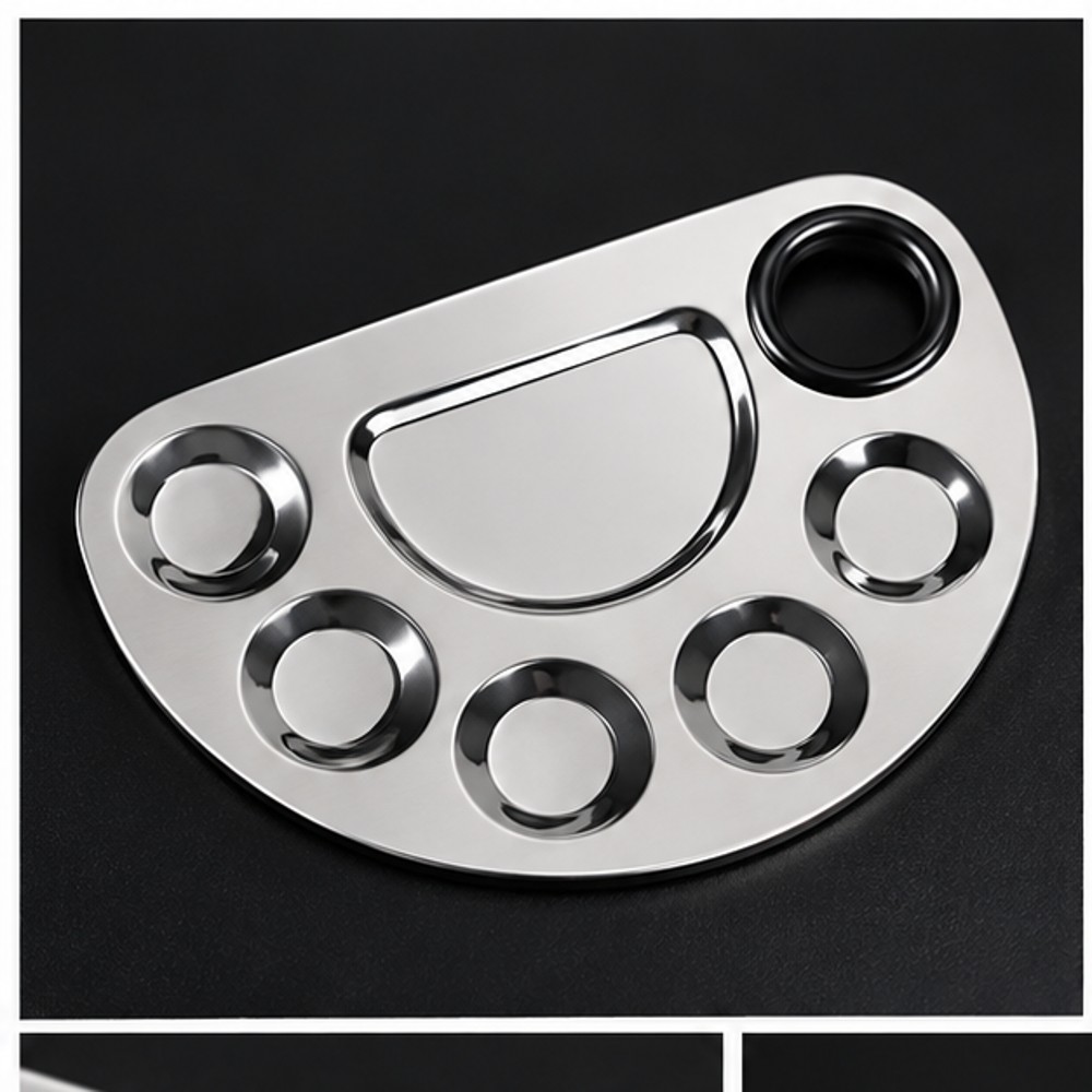 Stainless-Steel Nail Art Mixing Palette — 1 Palette