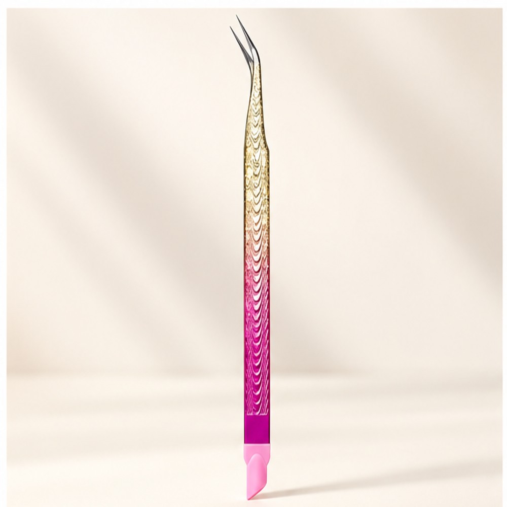 Pink-to-Gold Precision Nail Art Tweezers — 1 Tool