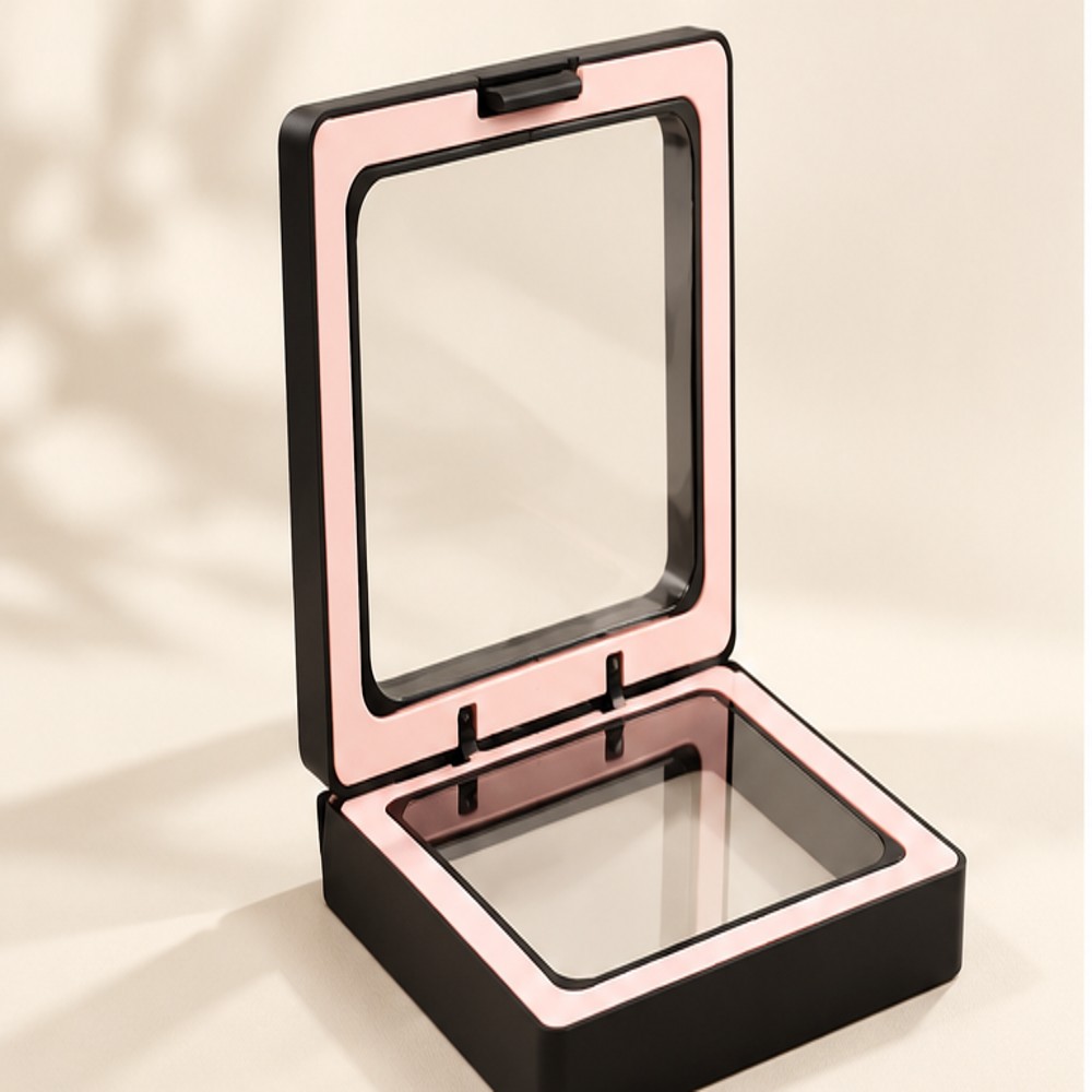 Black and Pink Floating Display Case — 1 Empty Case