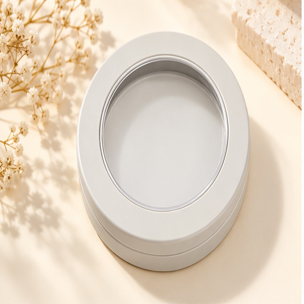 White Round Nail Display Storage Box — 1 Empty Box