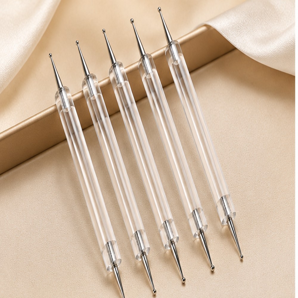 Clear Double-Ended Nail Art Dotting Tools — 5 Pieces