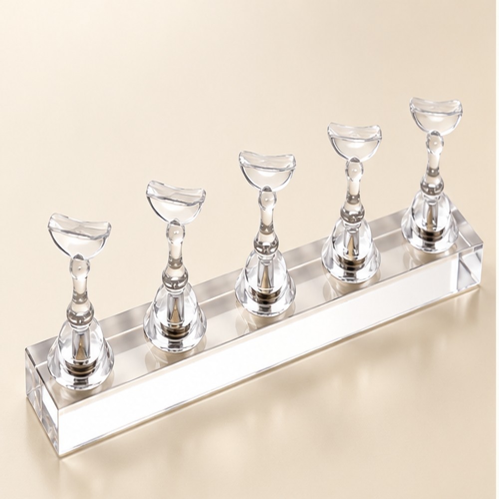 Clear Five-Holder Magnetic Nail Practice Stand — 1 Set