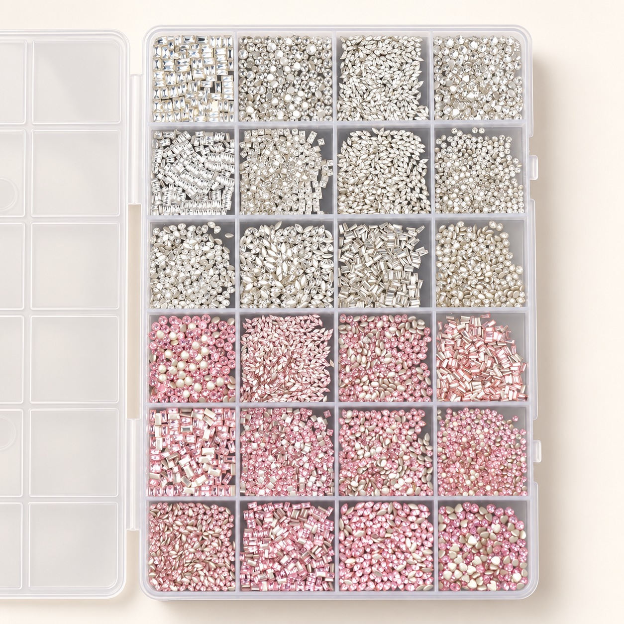 Approx. 5,000 Flat-Back Nail Rhinestones — 24-Compartment Box