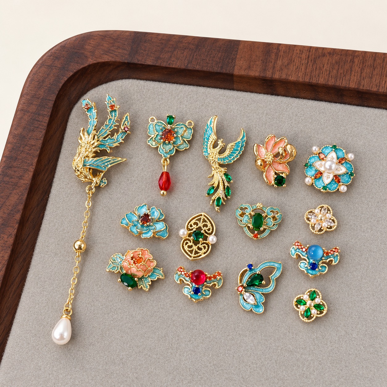 20 Phoenix and Floral Nail Charms
