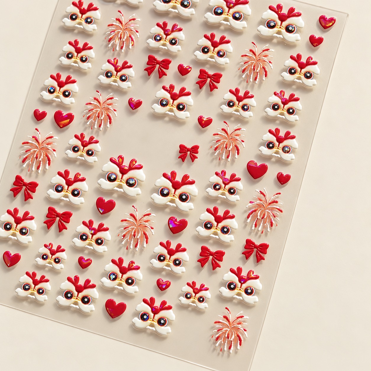 Firework and Lion Dance Nail Stickers — 1 Sheet