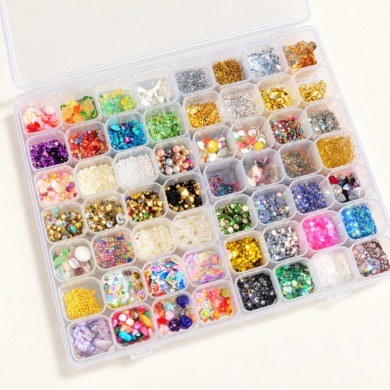 Mixed Nail Art Decorations — 56-Compartment Box