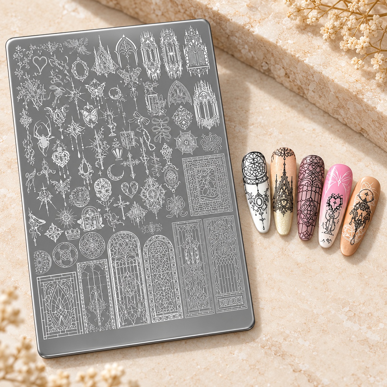 Gothic Nail Stamping Plate — 1 Metal Plate