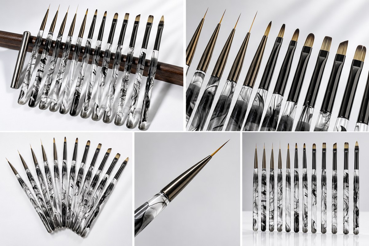 GLAZEM Chinese Ink-Painting Nail Art Brush Set – Water-Translucent Handle Professional Brushes | Artist Supply