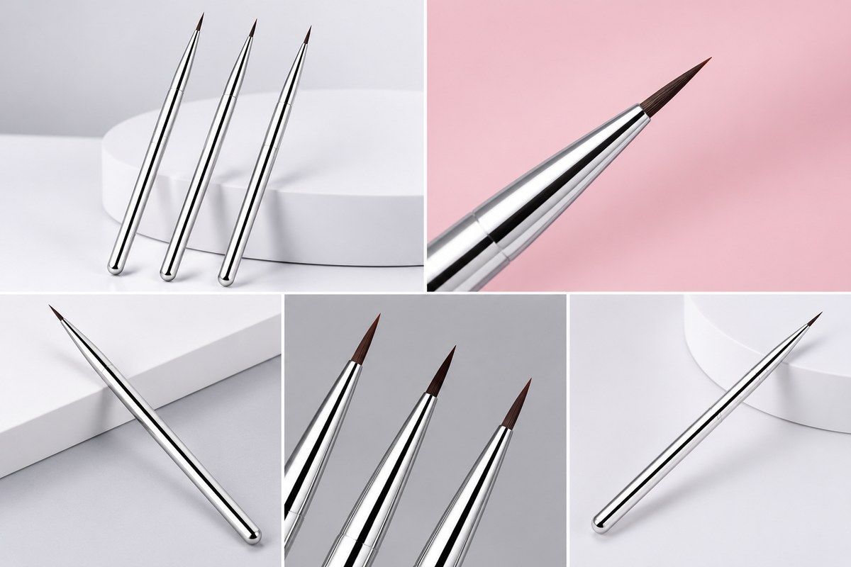 GLAZEM Ultra-Fine Detail Liner Brush – Precision Silver-Handle Nail Art Pen | Artist Supply