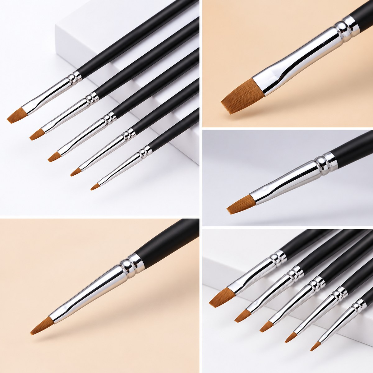 GLAZEM Precision Detail Brush Set – Flat-Head & Ultra-Fine Tip Nail Art Pens | Artist Supply