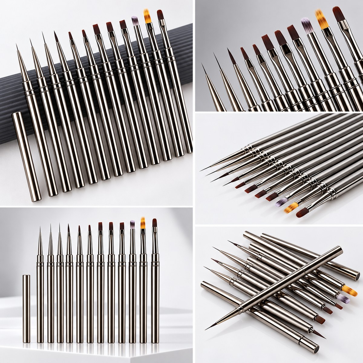 GLAZEM Professional Japanese Brush Collection – Square & Round Gel Art Brushes | Artist Supply