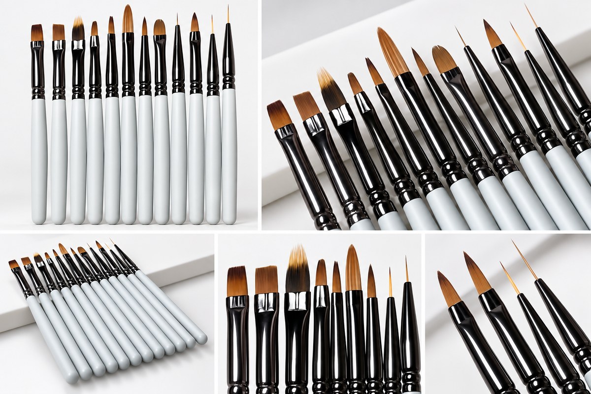 GLAZEM Salon-Grade Complete Brush Kit – Round, Flat, Liner & Gradient Professional Set | Artist Supply